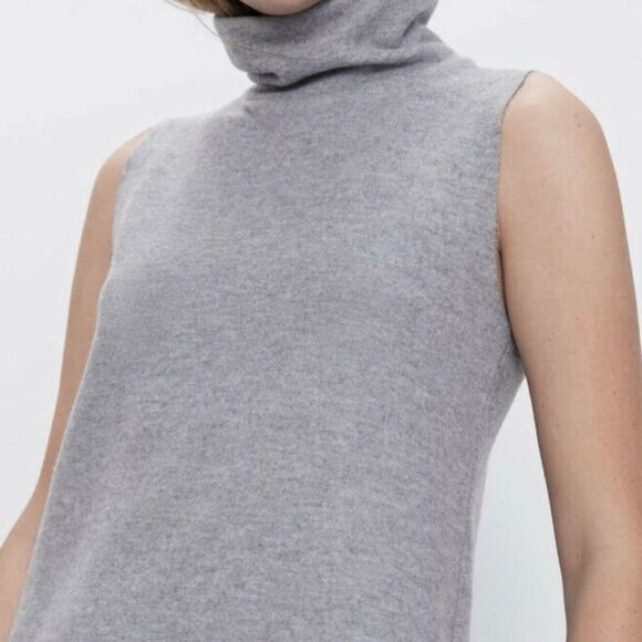 Zara Women’s Gray Soft Feel Sleeveless Turtleneck Size L - Picture 1 of 12
